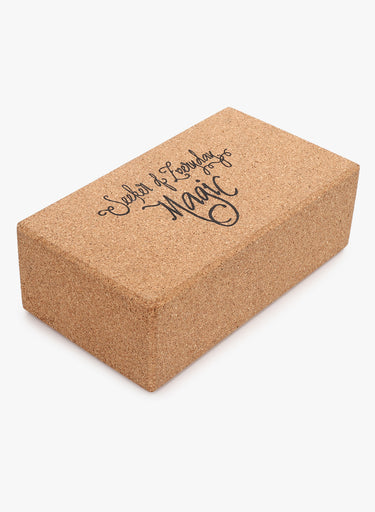 Shakti Warrior cork yoga block with “Seeker of Everyday Magic” quote