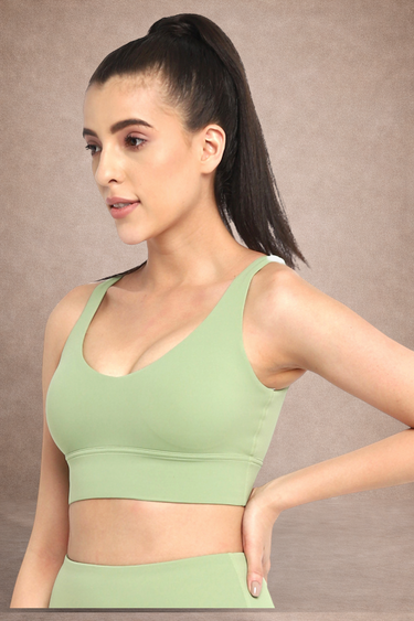 Shakti Warrior high support AuraLux sports bra in green