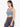 Side view of Shakti Warrior blue medium support INARA sports bra