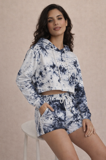 Shakti Warrior Monochrome Flow co ord set with cropped hoodie and shorts