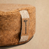 Shakti Warrior meditation pillow made with cork fabric and buckwheat filling closeup

