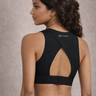 Back view of Shakti Warrior blue high support adjustable sports bra