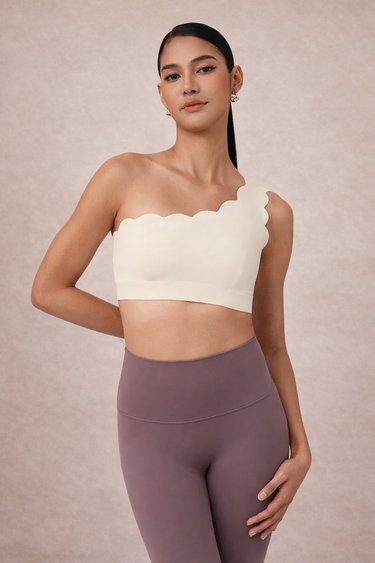 Shakti Warrior low support KAI scallop sports bra in white