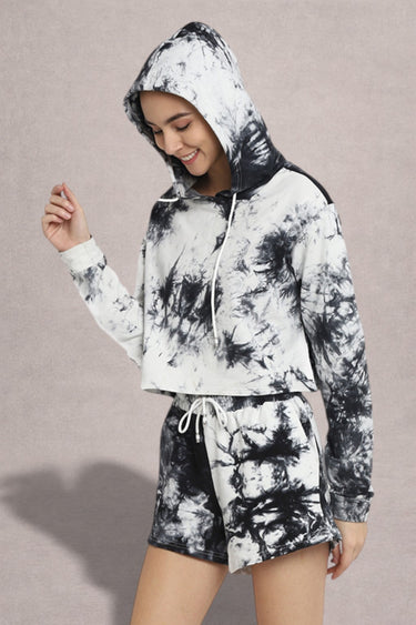 Shakti Warrior Monochrome Flow co ord set with cropped hoodie and shorts