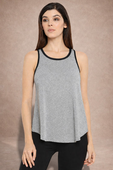 Front view of Shakti Warrior Motion Core gray performance tank
