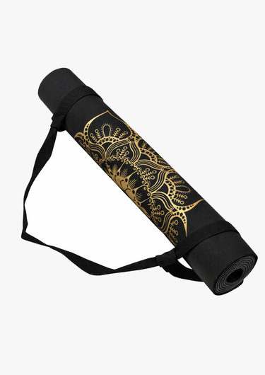 Cork Yoga Mat - Black Gold Lotus