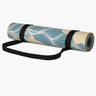 Rolled Shakti Warrior gold blue recycled suede yoga mat with carry strap