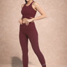 Shakti Warrior INARE medium support sports bra and leggings set in maroon