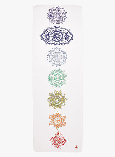 Shakti Warrior TPE yoga mat with chakra design featuring eco friendly 6mm thickness